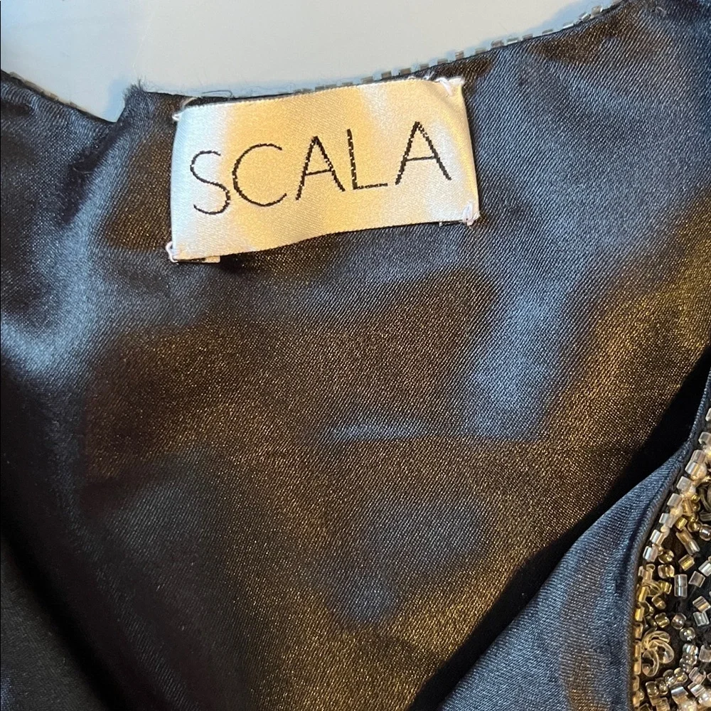 Vintage Scala Black Floral Daisy Beaded Jacket M